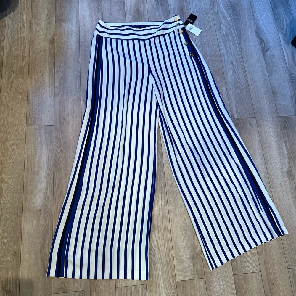 Ralph Lauren striped wide leg Casual Palazzo Pants NWT Size 14 - Picture 9 of 9